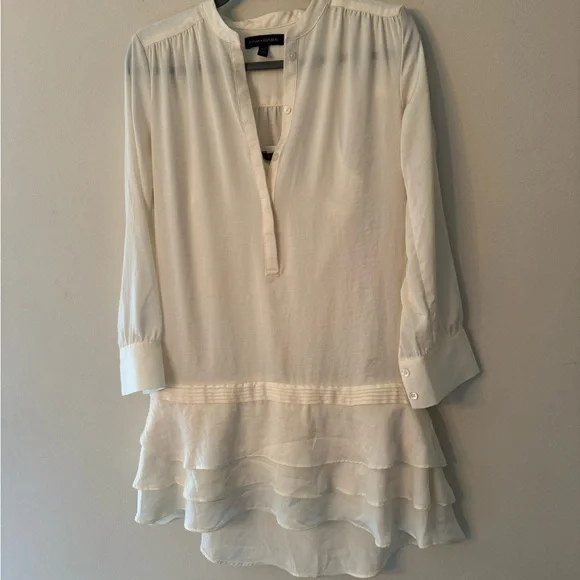 Banana Republic Cream Mini Dress with Ruffled Drop Waist - Picture 2 of 4
